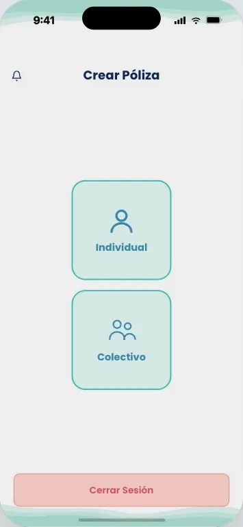 New policy screen: choosing between an individual and a group policy